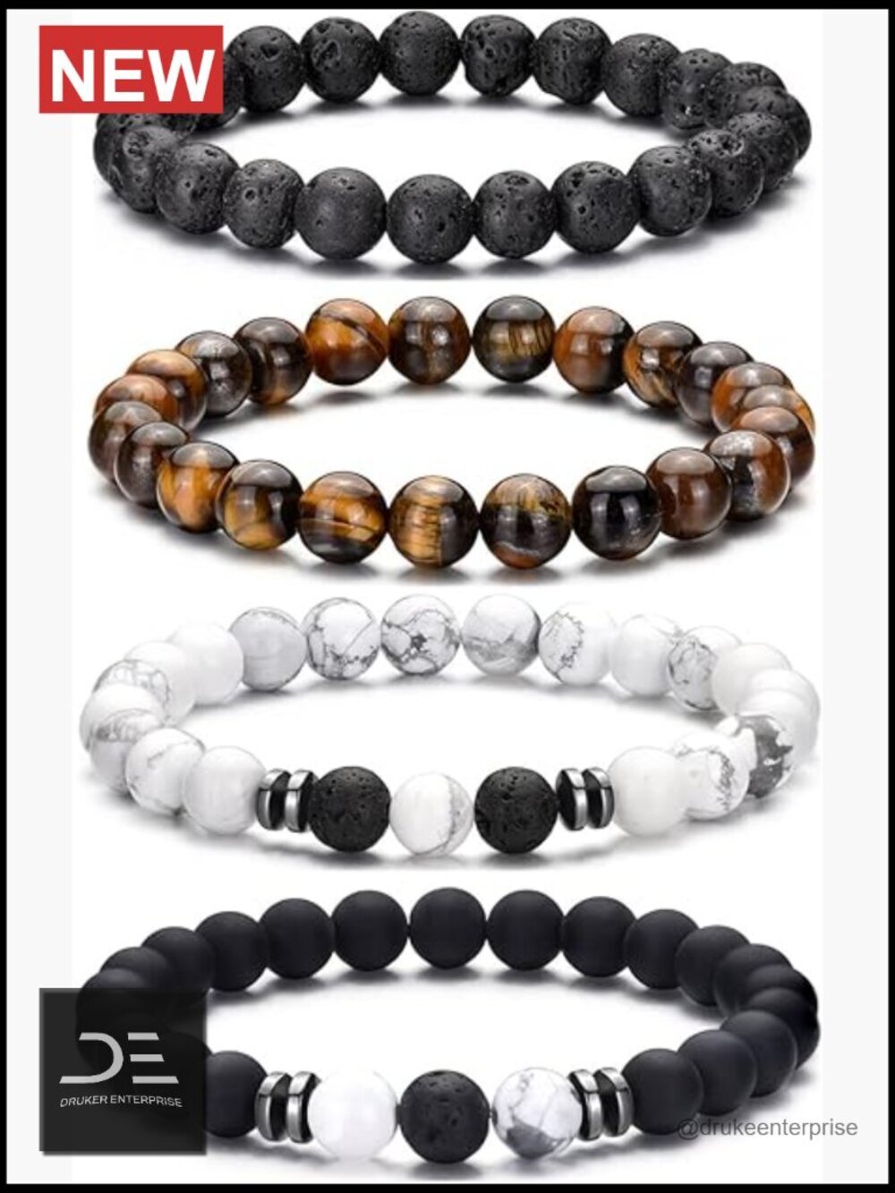 Natural Stone Tiger Eye Beaded Bracelet 8mm Stretch Adjustable Unisex
